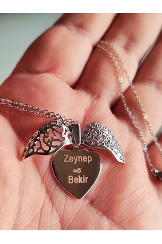 Kaliteli Çelik Kalpli Kolye Kişiye Özel İsim Saklı Kalp