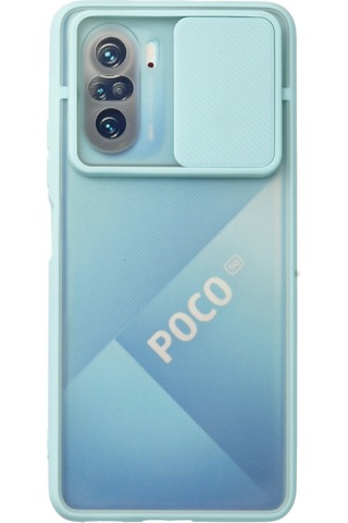 Newface Xiaomi Poco F3 Kılıf Palm Buzlu Kamera Sürgülü Silikon - Turkuaz Turkuaz