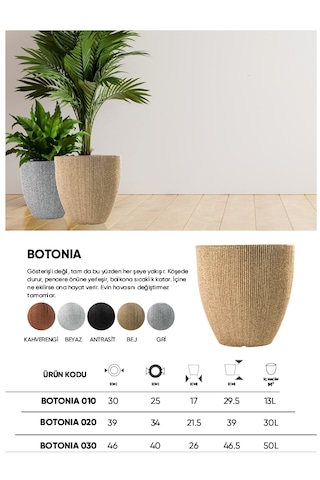 Bostann Dekoratif Saksı - Botonıa 030 - 50l - Bej 50 Lt
