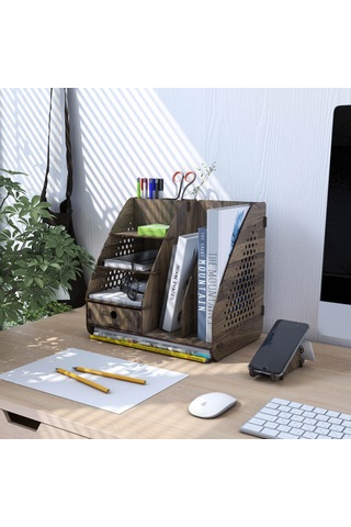 Focus Hexa Çekmeceli A4 Evrak Rafı Masaüstü Organizer Ceviz Renk