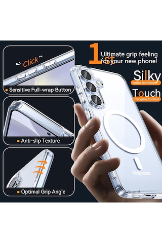 Samsung Galaxy S25 Uyumlu Kılıf Şeffaf Magsafe Sert Silikon