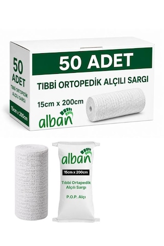 Alçılı Sargı Bezi 15 Cm X 2 M Ortopedik Medikal Alçı Bandaj Pop Toptan Koli 50 Adet Plaster Of Paris