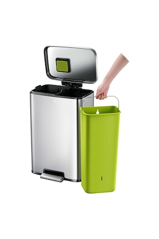 25l+20l Eko Paslanmaz Çelik Pedallı Atık Kutusu Ek9361mmt