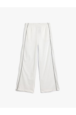 Koton Basic Bol Paça Pantolon Beli Lastikli Şerit Detaylı Beyaz 5wkg40171ak Beyaz