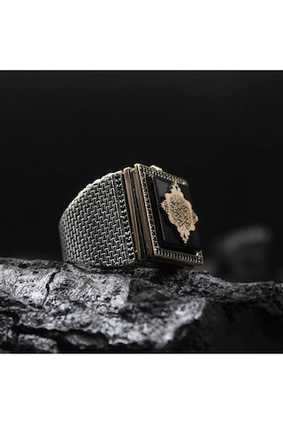 Islam Usta Tasarımı Hacer'ül Esved Gümüş Erkek Yüzük