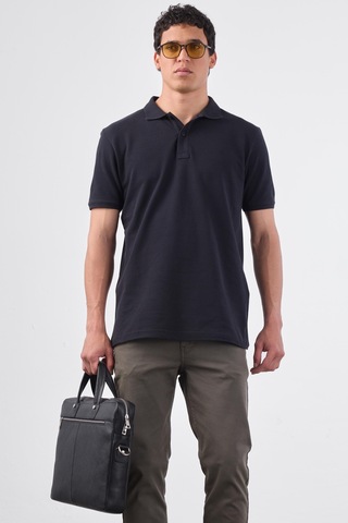 Dufy Siyah Düz Erkek T-shirt - Slim Fit SIYAH