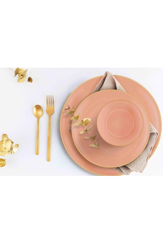 The Mia Basic 24 Parça Yemek Takımı Somon Pembe 6 Kişilik