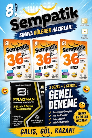 8.sınıf Sempatik Türkçe-matematik-fen Bilimleri 36 Haftalık Kazanım Denemeleri + 3 Fragman Deneme