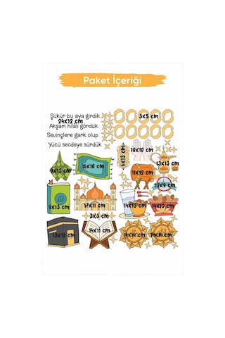 Ramazan Ayı Manili Çocuk Odası Mutfak Cam Duvar Sticker Seti Ramazan Süsü Manili Ramazan Etkinliği Çok Renkli