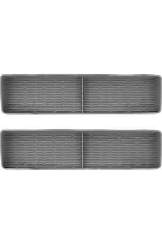 2 Adet Manyetik Silikon Ocak Rafı Sızdırmaz Kaymaz Fırın Baharat Rafı Düzenleyici Mutfak Aksesuarları Gri Diğer