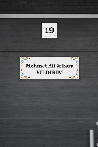 Şık Pembe Çerçeveli Kapı İsimlik & Numara Seti Çok Renkli