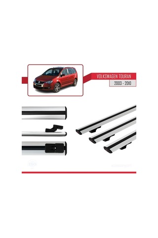 Volkswagen Touran 2003-2010 Arası İle Uyumlu Basic Model Ara Atkı Tavan Barı Gri 3 Adet