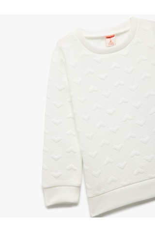 Koton Kalpli Uzun Kollu Bisiklet Yaka Sweatshirt Ekru 6wmg10002ak Ekru