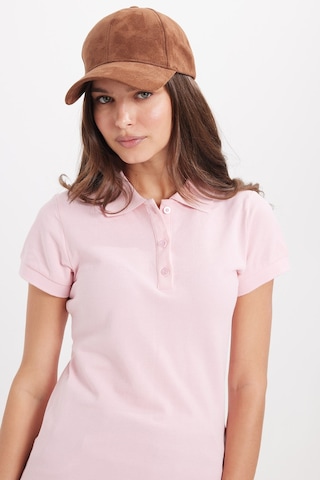 Tudors Kadın Slim Fit Dar Kesim %100 Pamuk Polo Yaka Pembe Pike Tişört -50835