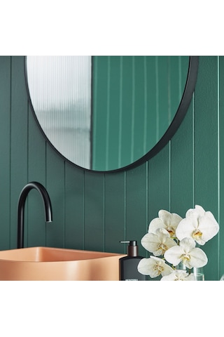 Ayna / Dekoratif Ayna / Yuvarlak Ayna / Banyo Ayna / Makyaj Ayna / Duvar Ayna / Flora Roma Siyah