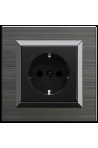 Quantum Manyetik Gri Siyah Topraklı Priz Mekanizma Çerçeve