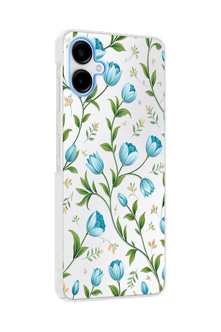 Samsung Galaxy Uyumlu A06 Kılıf Kamera Korumalı Desenli Zore Klip Kapak - Mavi Lale -