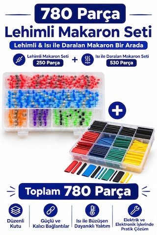 Goldenbee 780 Parça Lehimli Makaron Seti Kablo Birleştirici Plastik Çantada Karışık