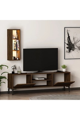 Tv Ünitesi Cunda Ceviz Led Işıklı 150 Cm