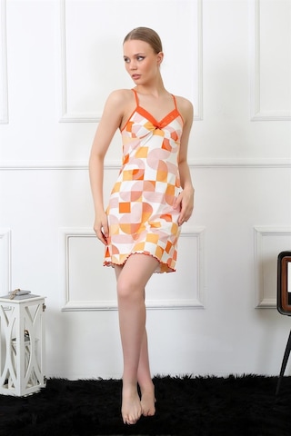 Akbeniz Kadın İp Askılı Penye Gecelik 405-turuncu Turuncu