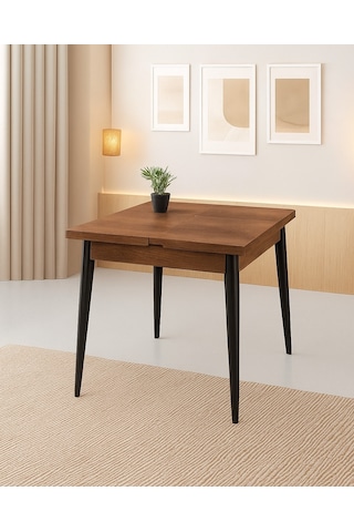 Yanlardan Açılır Büyüyen Yemek Masası Ceviz 65 x 100 CM Sadece Masa