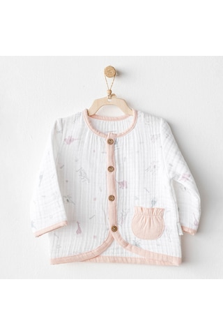 Andywawa Kız Bebek Ceket Jacket Love Family Muslin Ac25523 Ekru