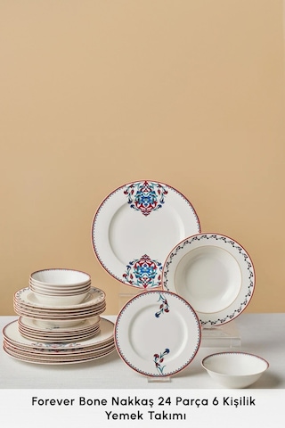 Karaca  Forever Bone Nakkaş 24 Parça 6 Kişilik Yemek Takımı