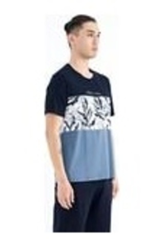 Tommy Lıfe Saks Renk Geçişli Baskı Detaylı O Yaka Standart Kalıp Erkek T-shirt - 88177 T11er-88177 001