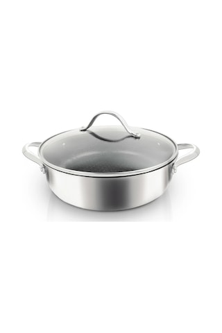 Uniqella Silver Pro Serisi 26cm Karnıyarık Tencere 3.8l Cam Kapaklı Çelik