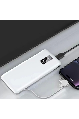 Lopard Pw-05 Hızlı Şarj Powerbank Led Göstergeli Micro Lightning Type-c Dahili Kablolu Taşınabilir 0 BEYAZ