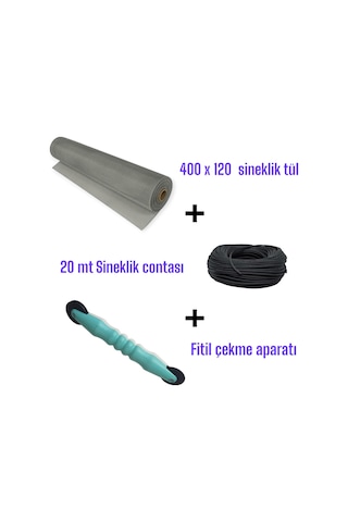 20 Mt Siyah Sineklik Contası + Fitil Çekme Aparatı + 400x120 Cm Sineklik Tülü Tam Set" 20 Mt Siyah Sineklik Contası + Fitil Çekme Aparatı + 400x120 Cm Sineklik Tülü Tam Set"