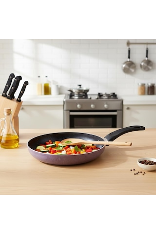 Papilla Optimum Argos Plus 26 Cm Mor Kırçıl Granit Efektli Yapışmaz Kızartma Ve Sote Tavası Çok Renkli