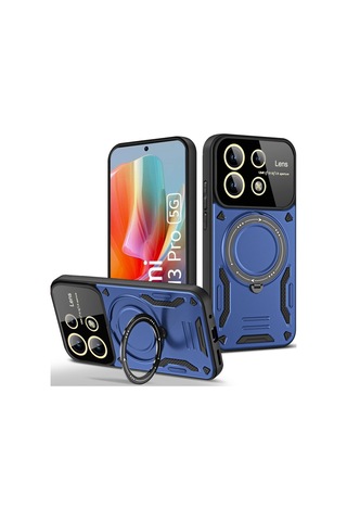 Xiaomi Redmi Note 13 Pro 5g Uyumlu Kılıf Joy Lens Standlı Kapak - Lacivert