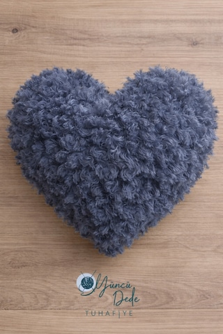 5 Adet Puffy Furlove 87 Elle Örülen Kalpli Yastık Bebek Battaniyesi Örgü Ipi Kürk Yapılı Puffy