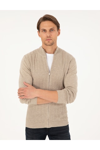 Pierre Cardin Erkek Kum Melanj Hırka Triko 50300508-vr123 Kum