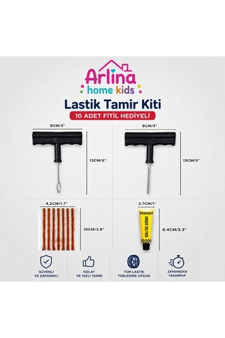 Araç Motosiklet Lastik Tamir Seti +10 Adet Fitilli