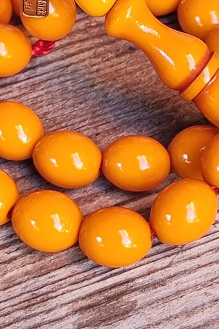 9x10 Mm Mişmişi Çubuk Sıkma Kehribar Tesbih Ebu Sırr Usta İmzalı Tespih