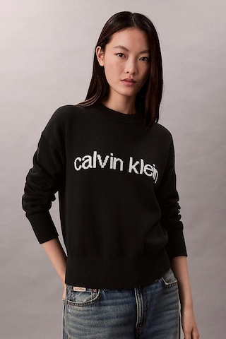 Calvin Klein Pamuklu Grafik Baskılı Kadın Siyah Kazak Lv047c311g-ub1 Siyah