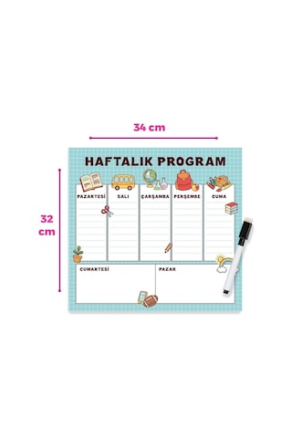 Dünya Magnet Çocuklara Özel Haftalık Magnet Planlayıcı Yazı Tahtası + 3 Adet Kalem Diğer