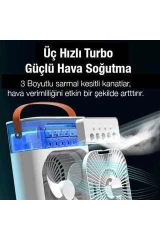 Su Hazneli Şarjlı Masa Vantilatörü - 9071982651123 Çok Renkli