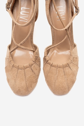 Luvishoes Elıza Bej Süet Kadın Topuklu Ayakkabı Bej