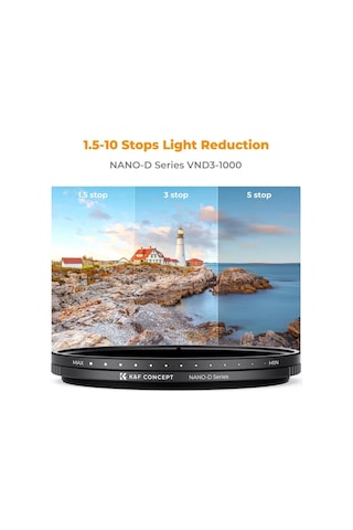 K&f 58mm Nano-d Serisi Nd3-nd1000 Filtre 1.5-10 Stop