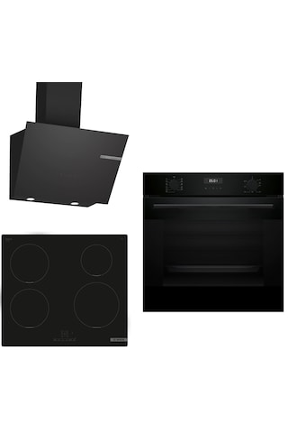 Bosch HUA717BA0T - PUE611BB5E - DWK66PJ60T İndüksiyon Ocaklı Siyah 3 Lü Ankastre Set 636