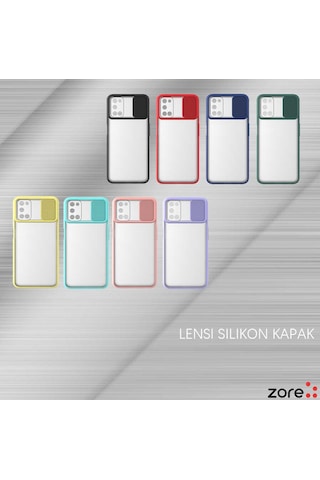 Noktaks - Oppo A72 Uyumlu - Kılıf Slayt Sürgülü Arkası Buzlu Lensi Kapak - Sarı