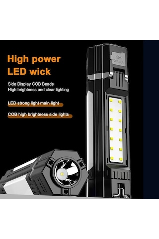 Artfulabode Yan Type-c Renkli Mıknatıslı Masa Lambası Katlanabilir Kanca Kamp Işığı Çok Fonksiyonlu Fener Döndürülebilir Çadır Asma Acil Açık 90 Çok Renkli