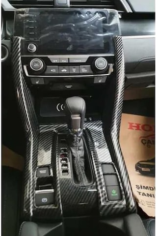 Honda Civic FC5 İçin Uyumlu Vites Konsol Kaplama Full Set Karbon 2016-2020
