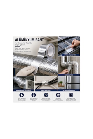 Alüminyum Yapışkan Bant 10 Metre X 4 Cm Isıya Ve Suya Dayanıklı