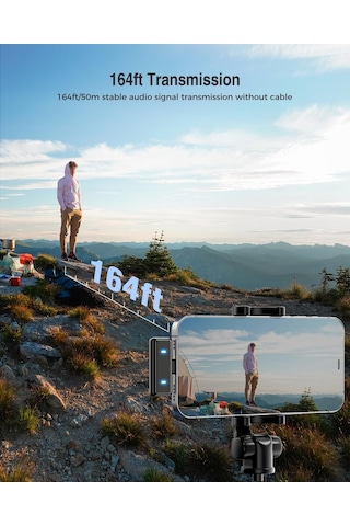 İphone, İpad İçin Kablosuz Mikrofon, 2 Tx + 1 Rx + Şarj Kutusu , Çift Mikrofon, 20 H Pil Ömrü, Mini Mikrofon, Video Kaydı İçin Kablosuz Çift Mikrofon, Youtube, Vlog, Tiktok, 164ft, Siyah