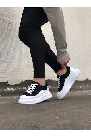 Aymood Jy507 Alone Bağcıklı Süet Cilt Erkek Günlük Sneaker Ayakkabı Scbt Siyah/beyaz