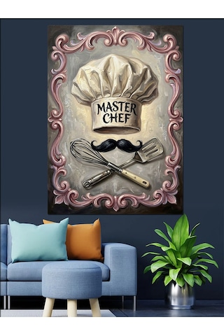 Master Chef Mutfak Kuralları Tabelası Dekoratif Kanvas - Mdf Ahşap Tablo